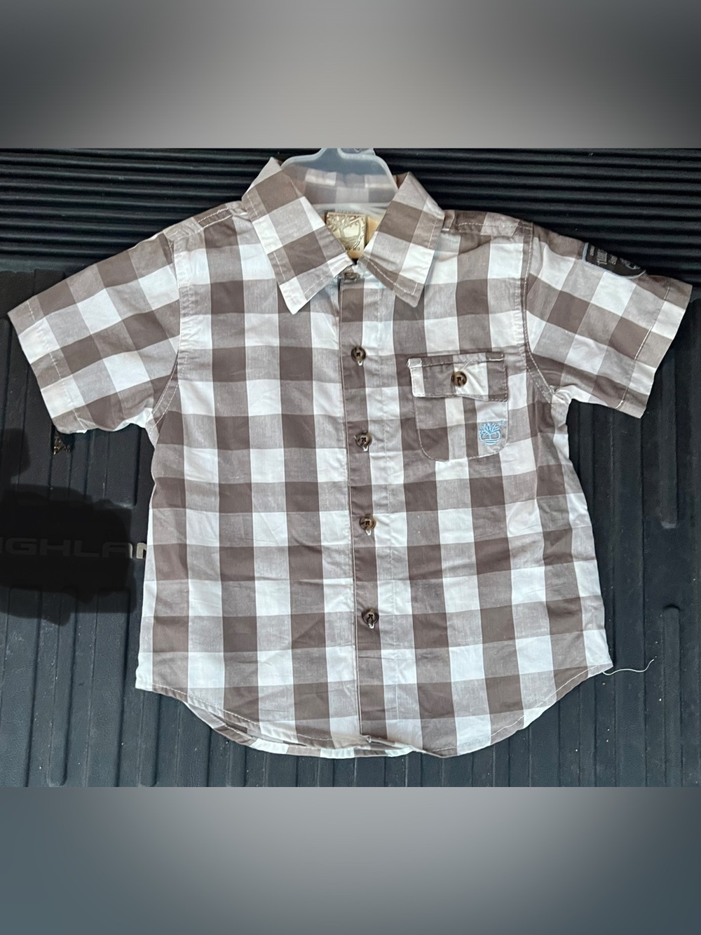Timberland toddler Brown & White Check Short-Sleeve Button-Up Shirt